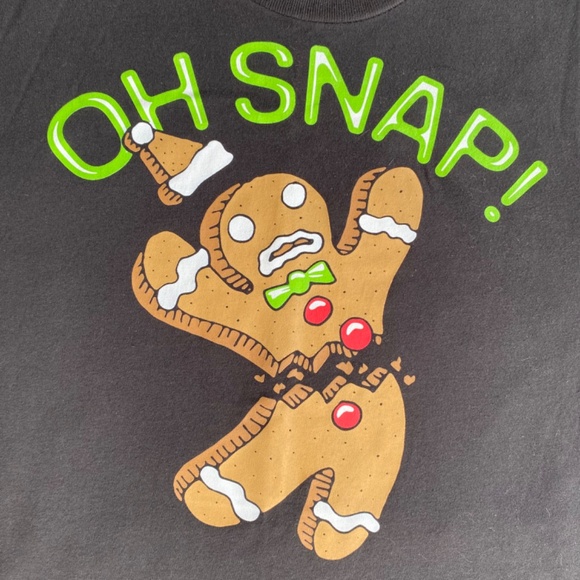 NWT “OH Snap!” Gingerbread Man Holiday T Shirt Mens Sz M - Picture 2 of 5